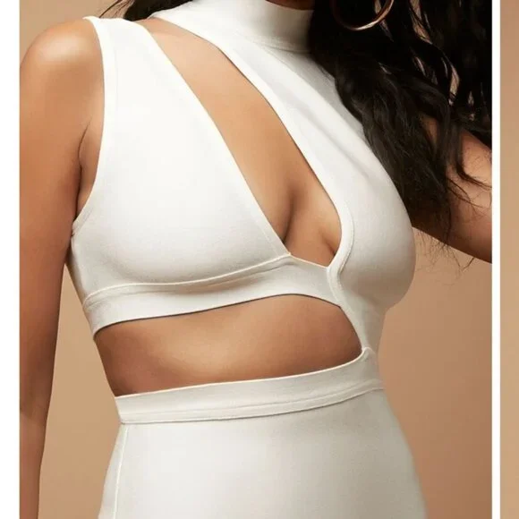 Herve Leger Cutout Bandage White Dress - Picture 4 of 5